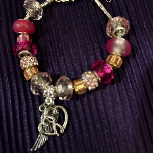 Elegant Silver and Pink Charm Bracelet